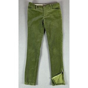 Ralph Lauren Rugby Pants Womens Size 0 Green Corduroy Ankle Zip Prep Americana